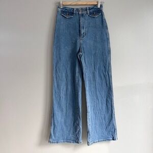 Rollas Sailor Flap Pocket Jean Wide Leg High Rise Blue Denim Size 26 Aussie 8